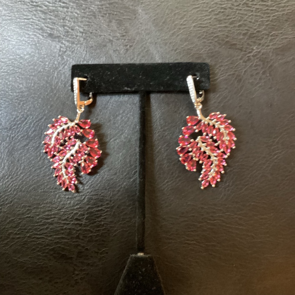 Sterling Silver Pink Ruby Lab Created White Cz Le… - image 5